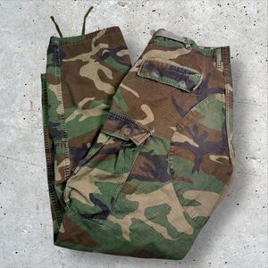Vtg USGI Woodland Camo Cargo Pants Ripstop BDU Military Tactical Size M 31x29